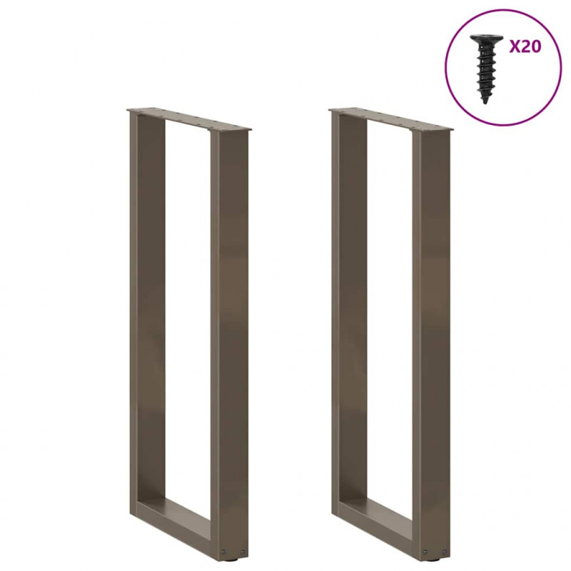 Nogi do stołu barowego w kształcie litery U 2 szt. Naturalna stal 40x(100-101) cm Stal