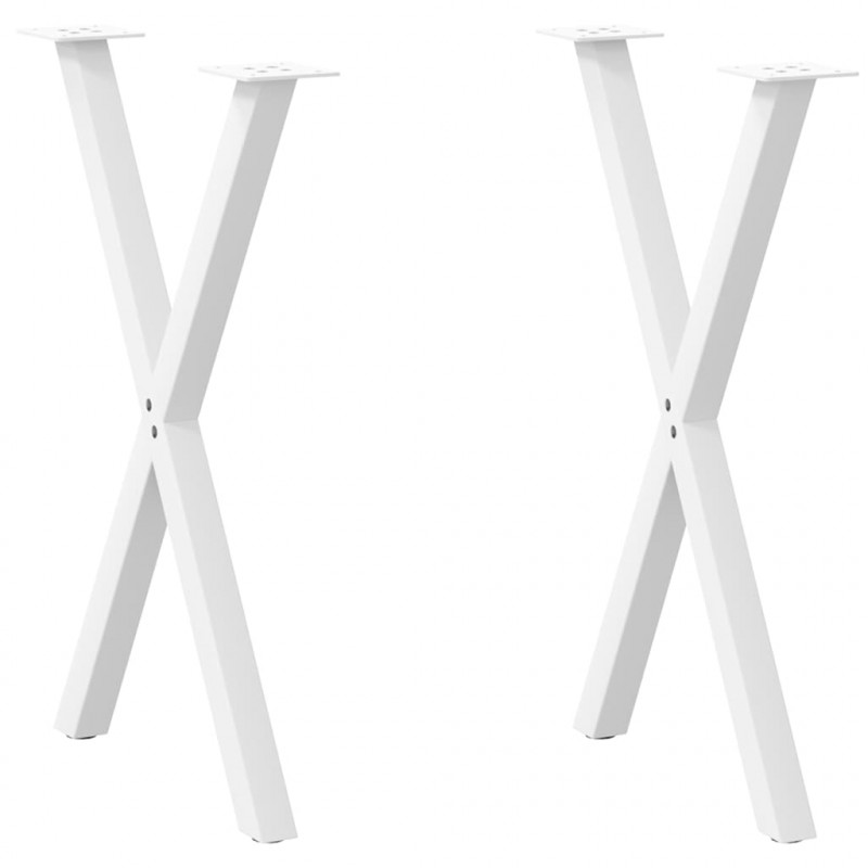 Nogi do stołu jadalnego w kształcie litery X 2 szt. Białe 57x(72-73) cm Stal