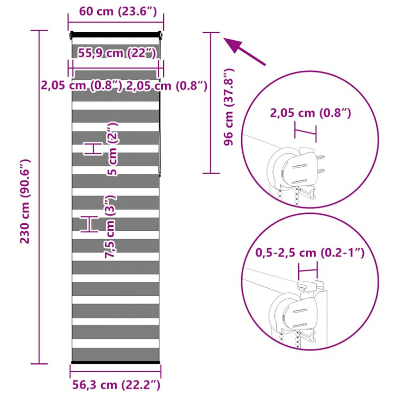Roleta zebra, brzozowa, szerokość tkaniny 55,9 cm, poliester