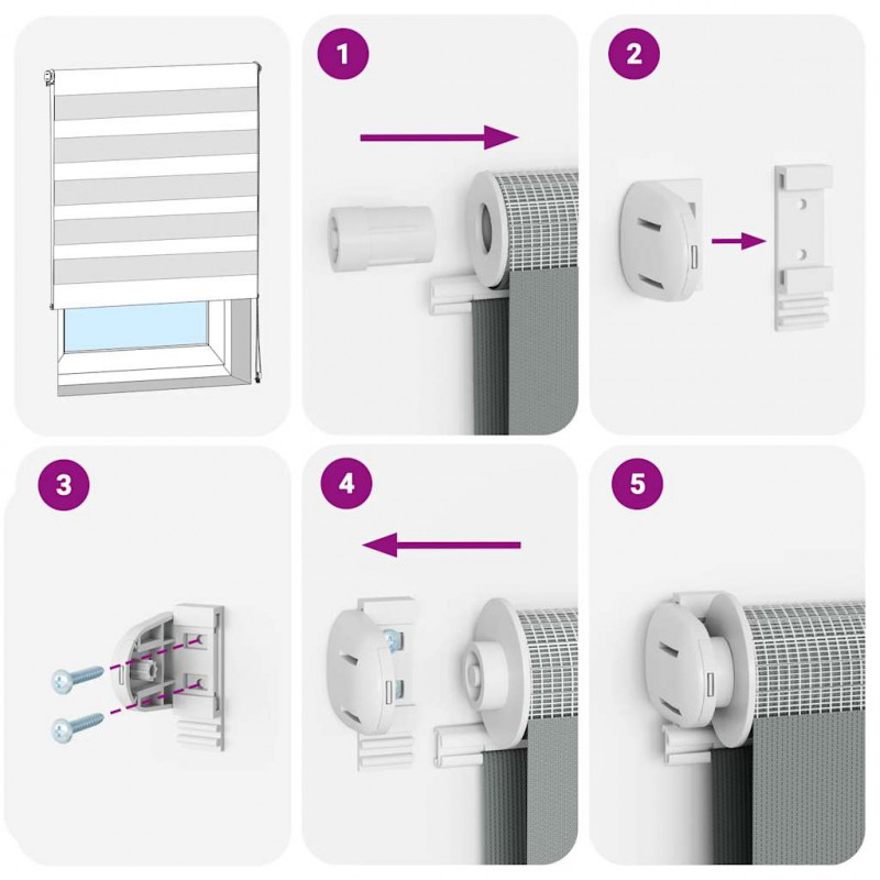Roleta zebra, biała, szerokość tkaniny 145,9 cm, poliester