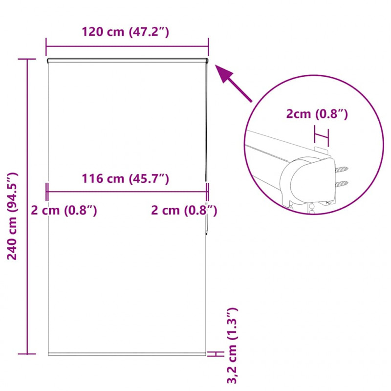 Roleta prysznicowa z kasetą 120x240 cm Szerokość tkaniny 116 cm