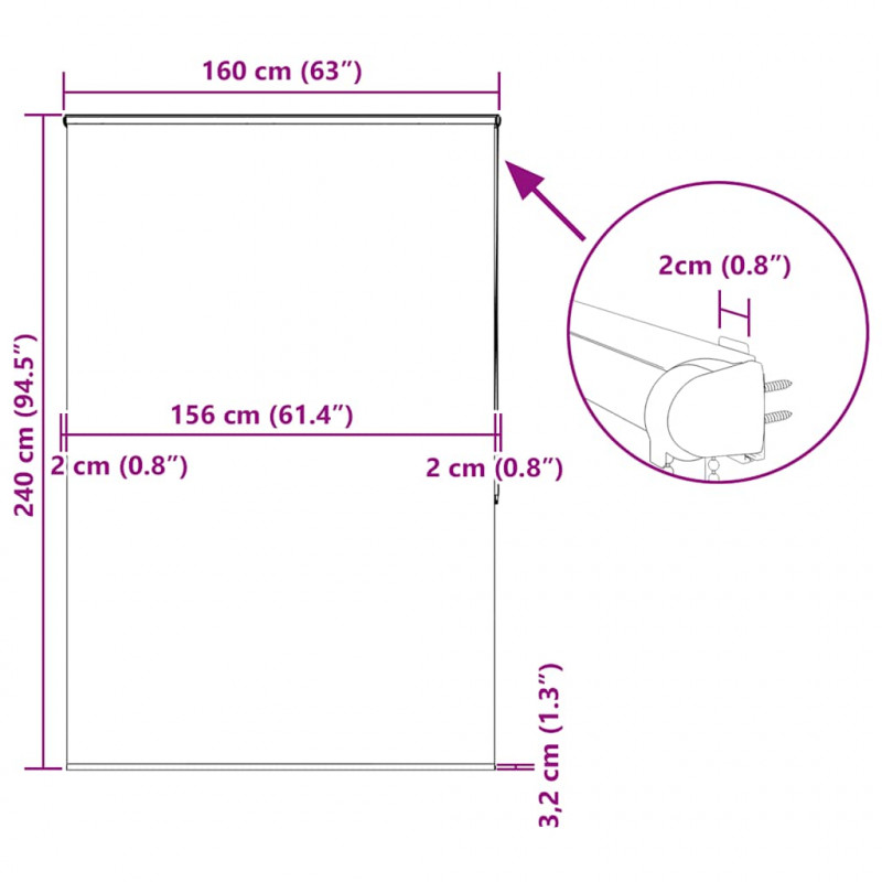 Roleta prysznicowa z kasetą 160x240 cm Szerokość tkaniny 156 cm