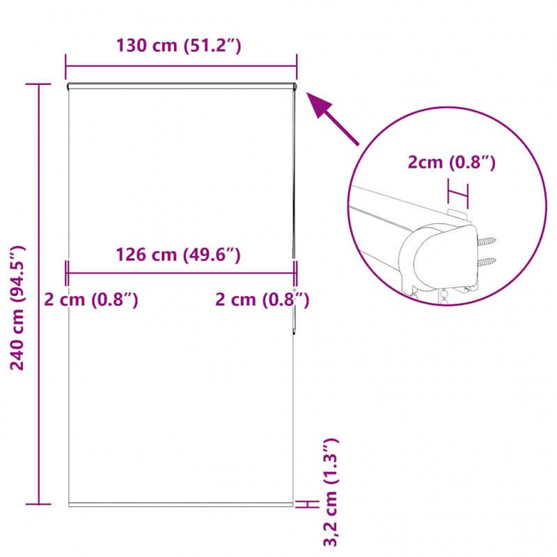 Roleta prysznicowa z kasetą 130x240 cm Szerokość tkaniny 126 cm