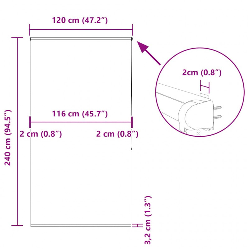 Roleta prysznicowa z kasetą 120x240 cm Szerokość tkaniny 116 cm