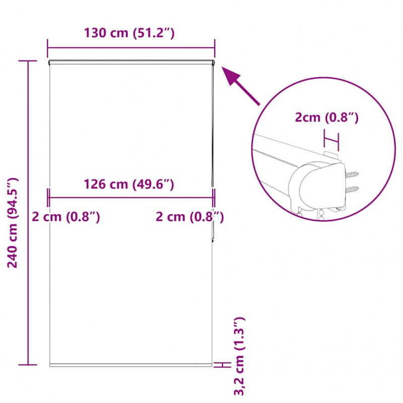 Roleta prysznicowa z kasetą 130x240 cm Szerokość tkaniny 126 cm