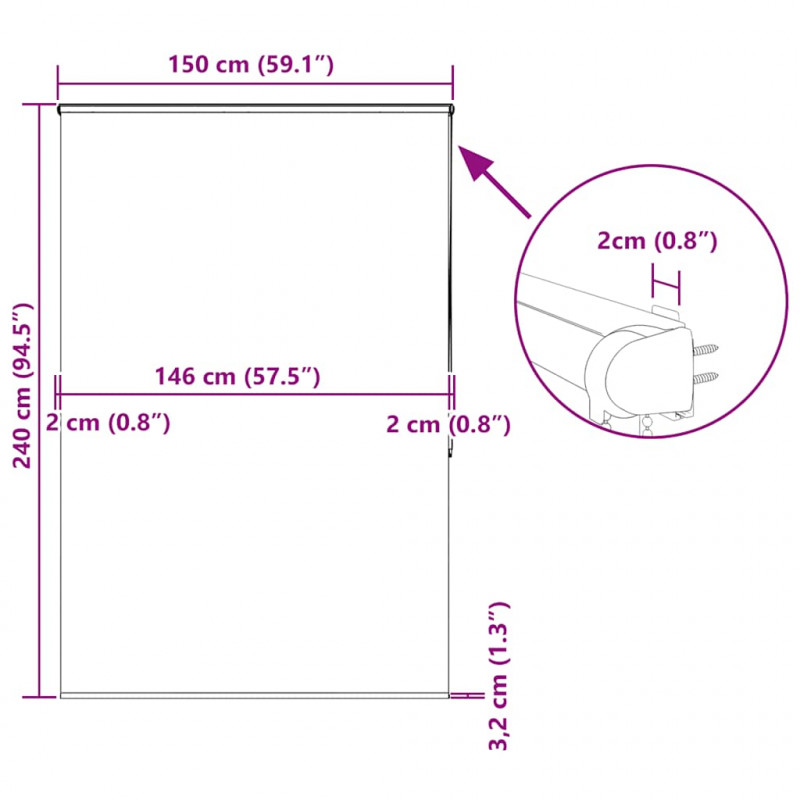 Roleta prysznicowa z kasetą 150x240 cm Szerokość tkaniny 146 cm