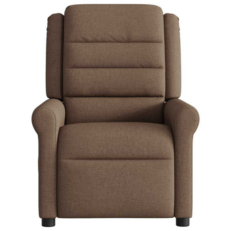 Rozkładany fotel masujący, brązowy, obity tkaniną