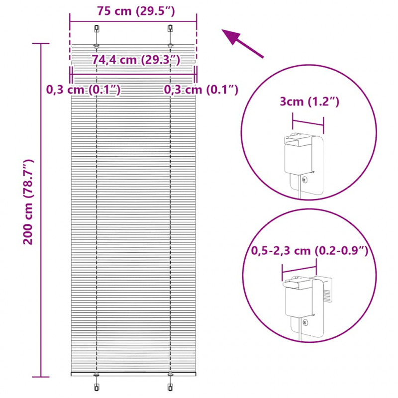 Roleta plisowana Zielony Benzyna 75x200 cm Szerokość tkaniny