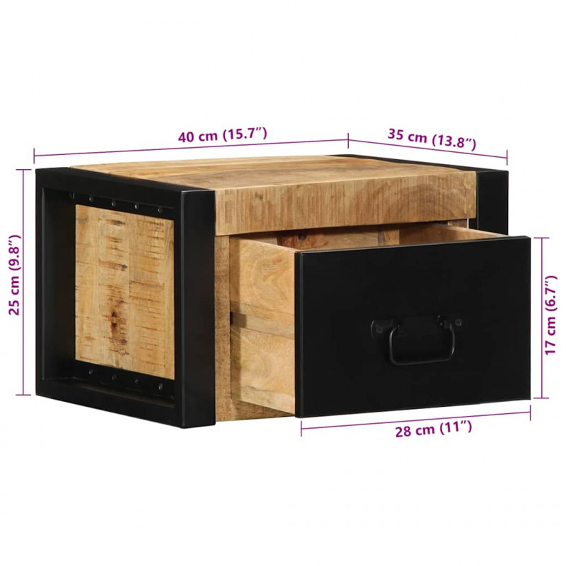 Szafki nocne 2 szt. 40x35x25 cm Drewno lite surowe Mango