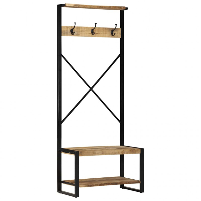 Wieszak na ubrania 80x40x190 cm lite drewno surowe mango