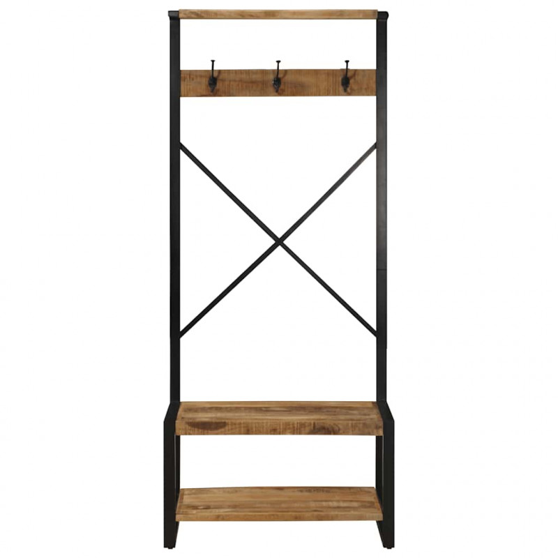Wieszak na ubrania 80x40x190 cm lite drewno surowe mango
