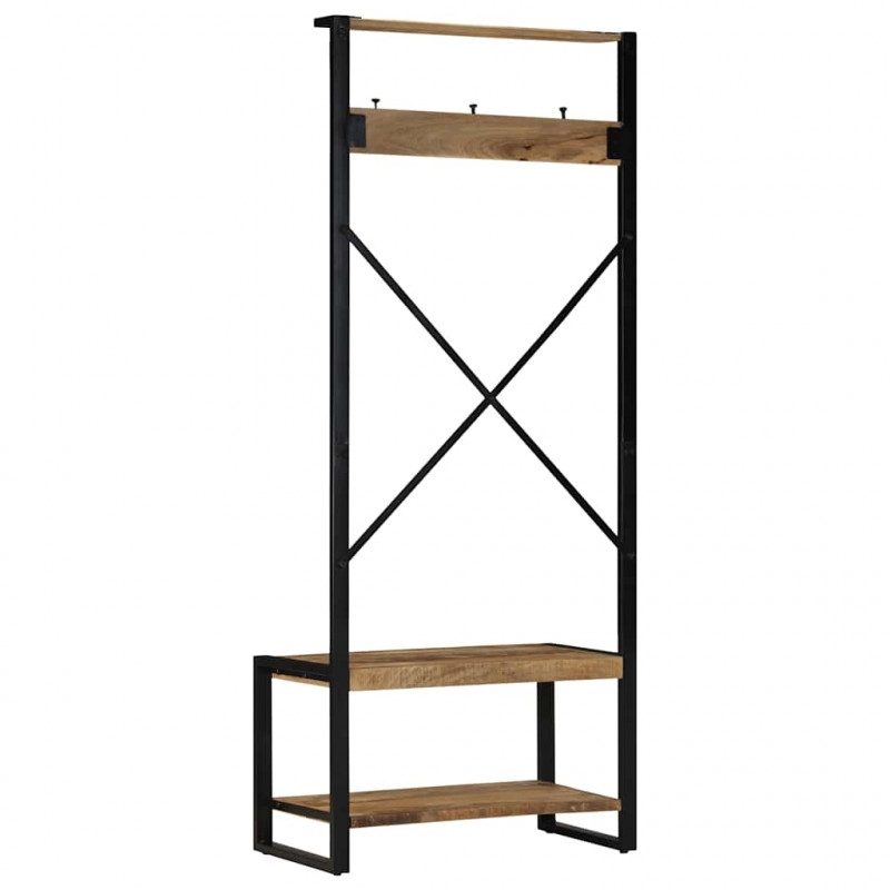 Wieszak na ubrania 80x40x190 cm lite drewno surowe mango