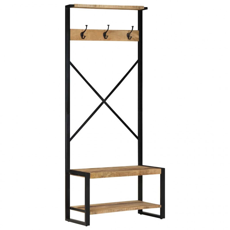 Wieszak na ubrania 80x40x190 cm lite drewno surowe mango