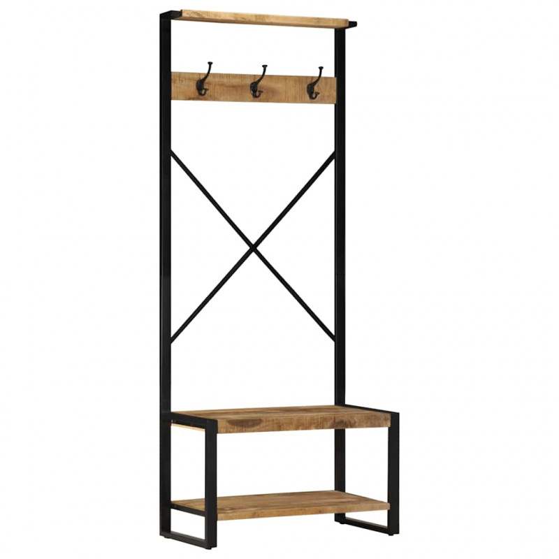 Wieszak na ubrania 80x40x190 cm lite drewno surowe mango