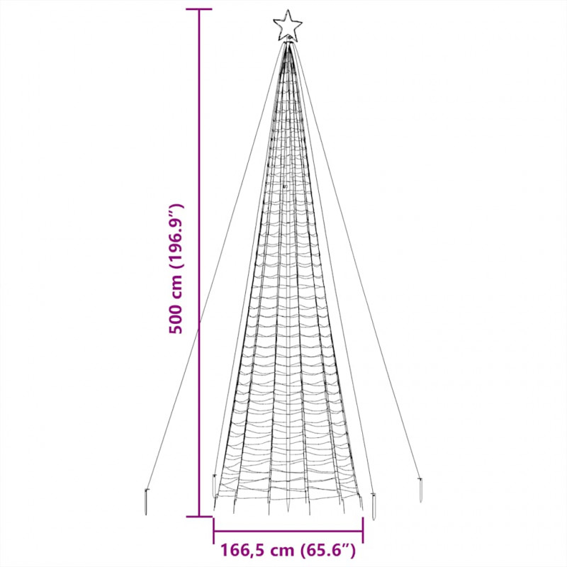 Choinka z lampek, z kołkami, 1534 ciepłych białych LED, 500 cm