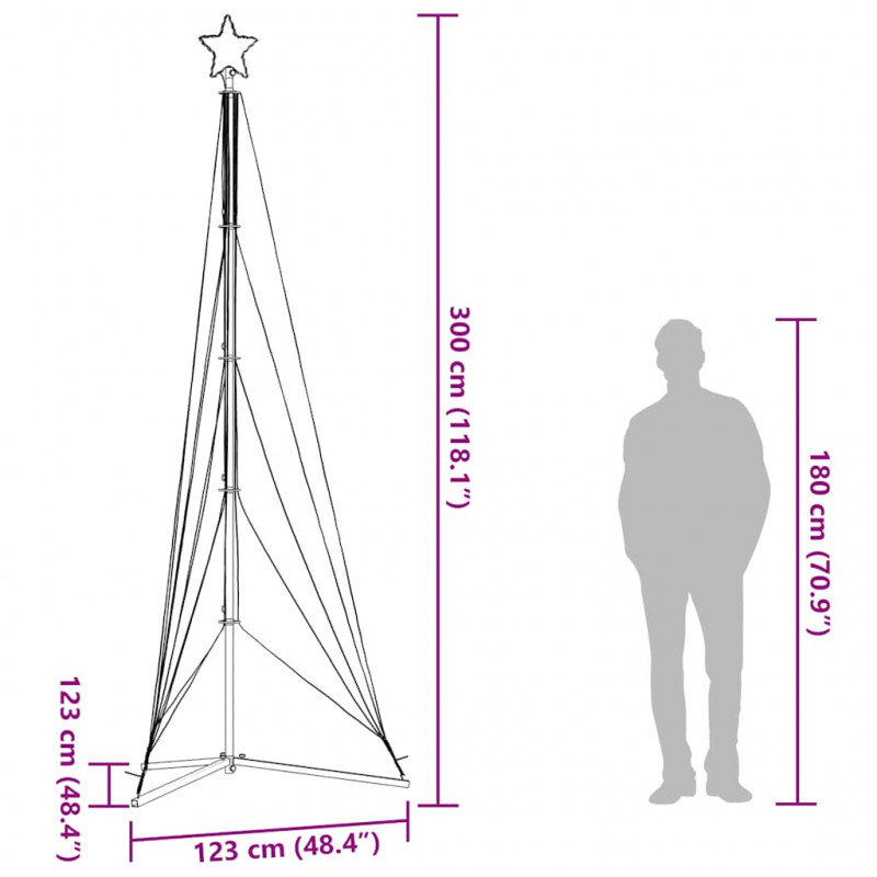 Lampki choinkowe, 525 kolorowych LED, 302 cm