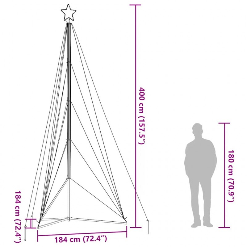 Lampki choinkowe, 615 zimnych białych LED, 404,5 cm