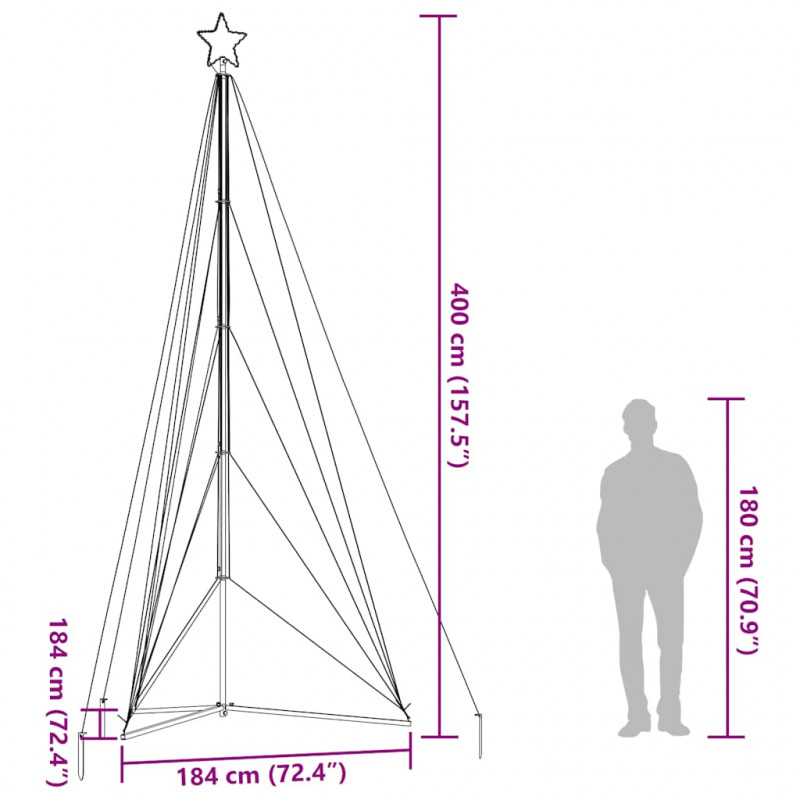 Lampki choinkowe, 615 kolorowych LED, 404,5 cm