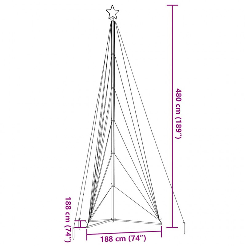 Lampki choinkowe, 861 niebieskich LED, 478 cm