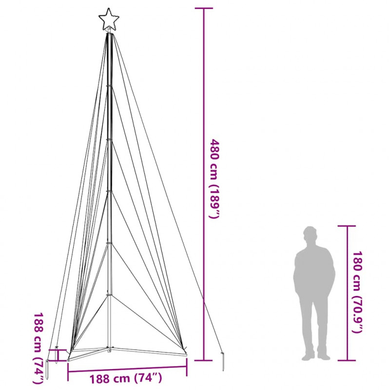 Lampki choinkowe, 861 niebieskich LED, 478 cm