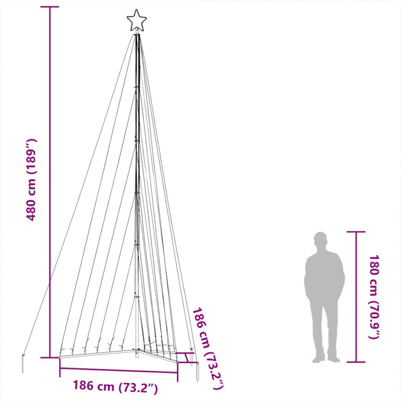 Lampki choinkowe, 789 ciepłych białych LED, 476 cm