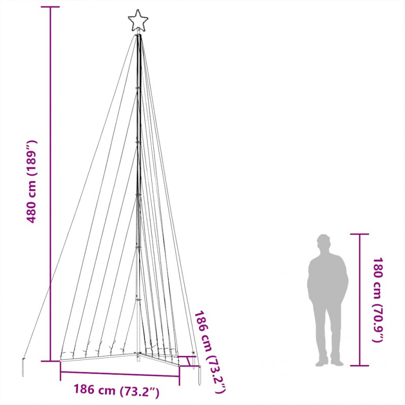 Lampki choinkowe, 789 zimnych białych LED, 476 cm