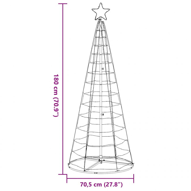 Stożkowa choinka z lampek, 200 ciepłych białych LED, 182 cm