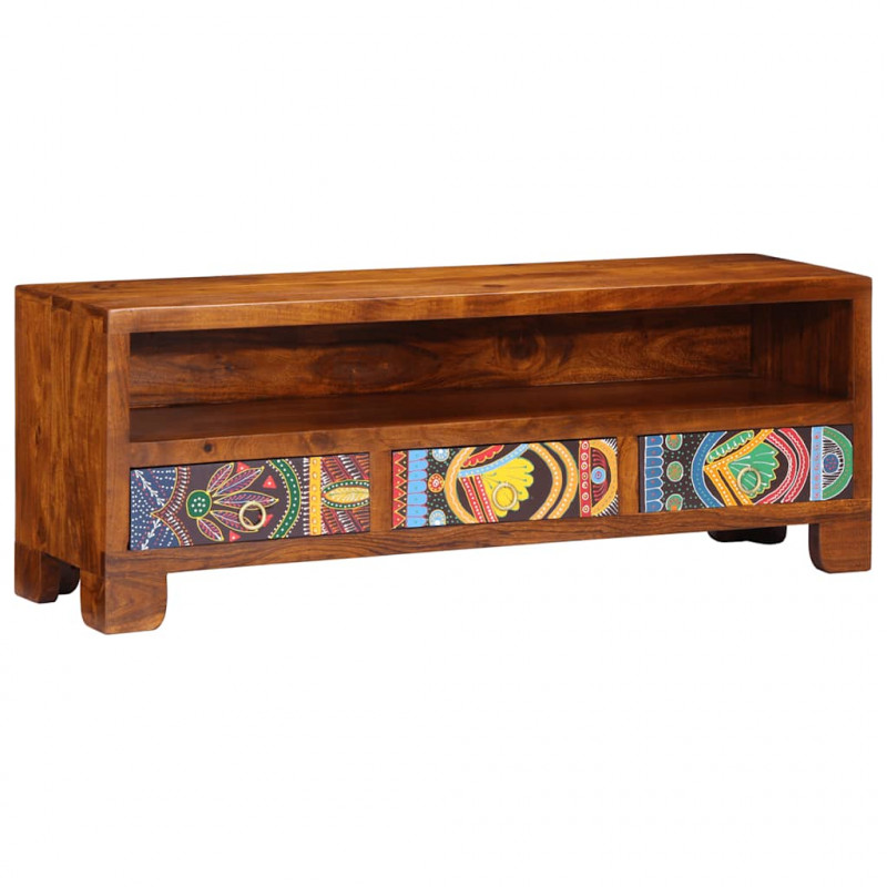 Szafka RTV wielokolorowa 110x30x40 lite drewno akacjowe