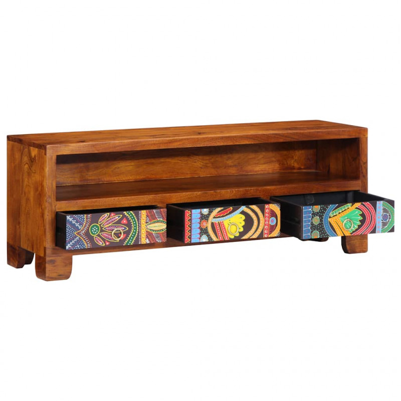 Szafka RTV wielokolorowa 110x30x40 lite drewno akacjowe