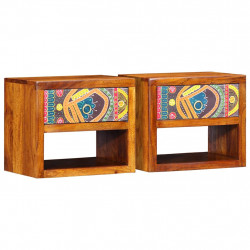 Szafka Nocna 2 pcs Brązowy 40 x 35 x 35 cm Lite Drewno Akacji
