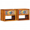 Szafka Nocna 2 pcs Brązowy 40 x 35 x 35 cm Lite Drewno Akacji