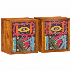 Szafka Nocna 2 pcs Brązowy 35 x 30 x 40 cm Lite Drewno Akacji