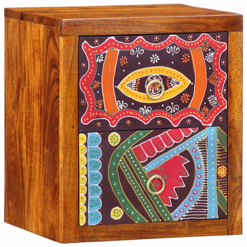 Szafka Nocna 2 pcs Brązowy 35 x 30 x 40 cm Lite Drewno Akacji