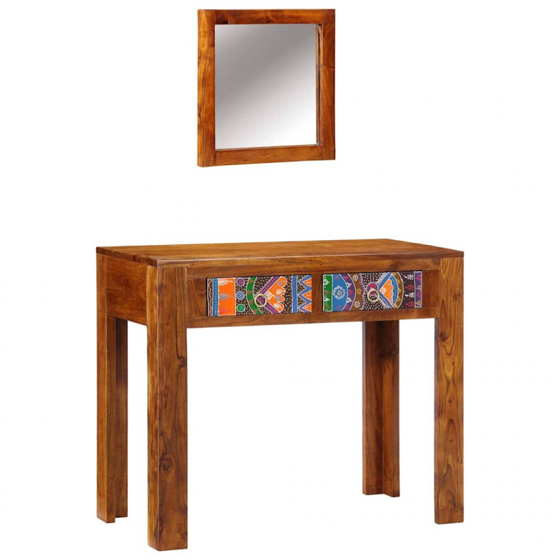Toaletka z szufladą Brązowy 90 x 45 x 75 cm Lite Drewno Akacji