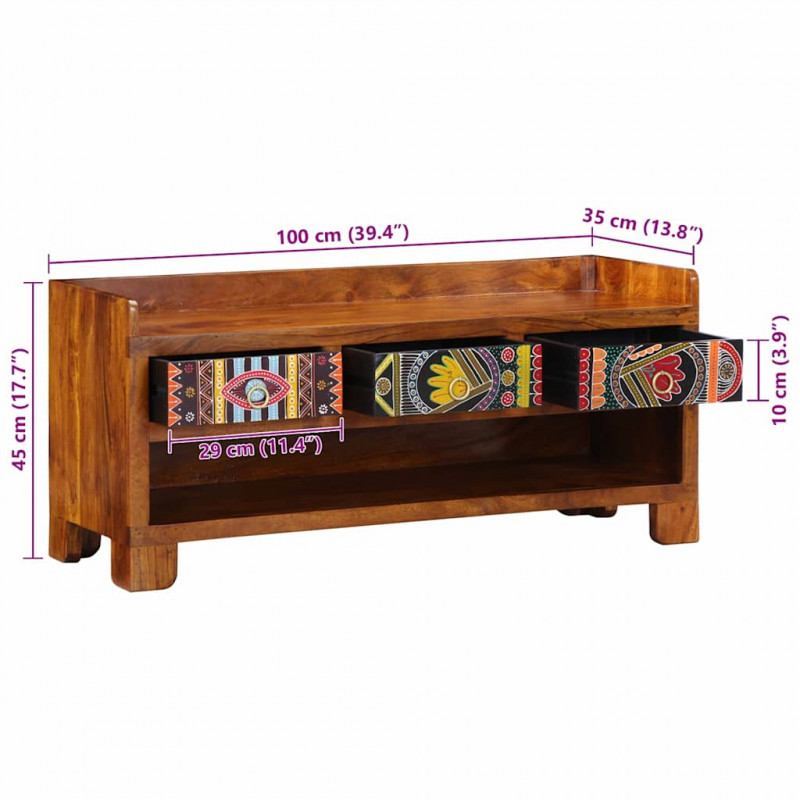 Ławka na buty Miodowy brąz 100 x 35 x 45 cm Drewno Akacjowe