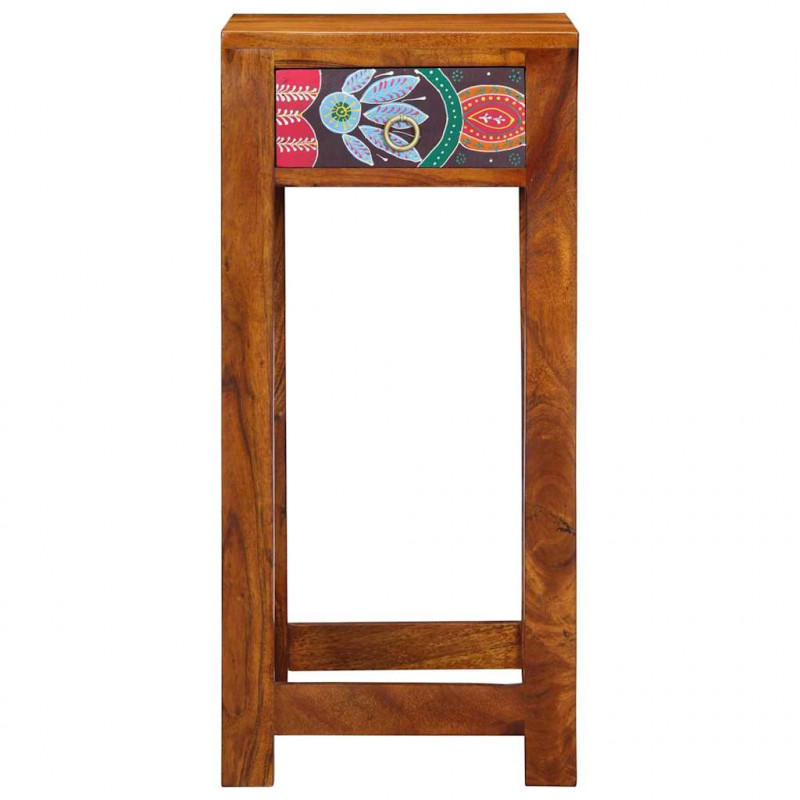 Kwiecisty Stolik Końcowy z szufladą Brązowy 35 x 35 x 75 cm