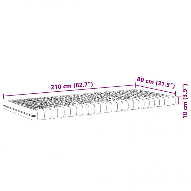 Materac piankowy, biały, 80x210 cm, 7-strefowy, twardość 20 ILD