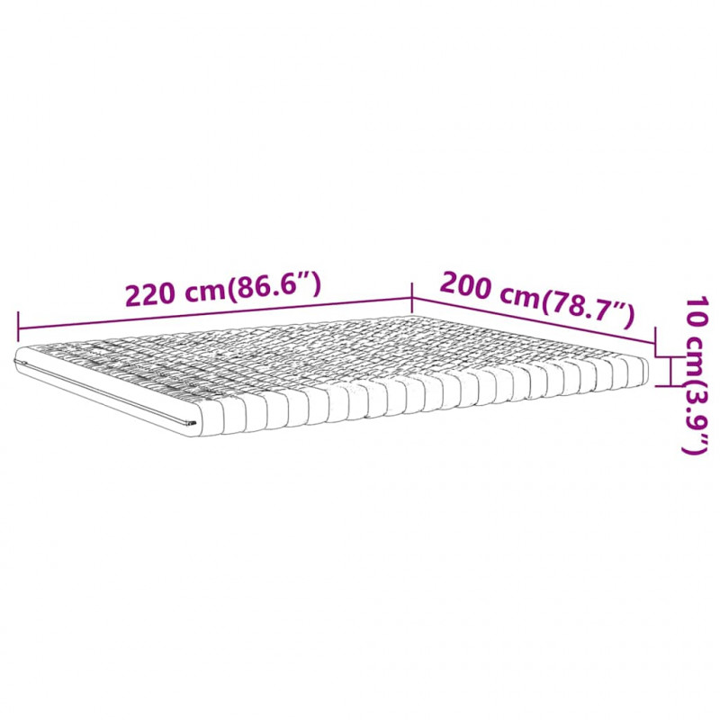 Materac piankowy, biały 200x220 cm, 7-strefowy, twardość 20 ILD