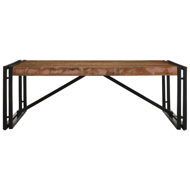 Stolik kawowy wielokolorowy 100x100x35 cm lite drewno odzyskane