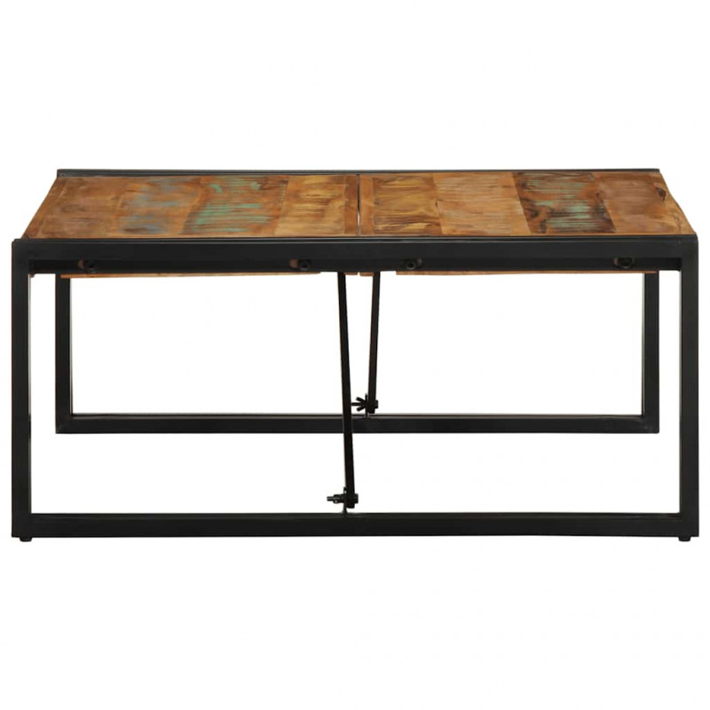 Stolik kawowy wielokolorowy 80x80x35 cm lite drewno odzyskane