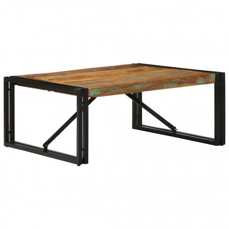Stolik kawowy wielokolorowy 80x80x35 cm lite drewno odzyskane