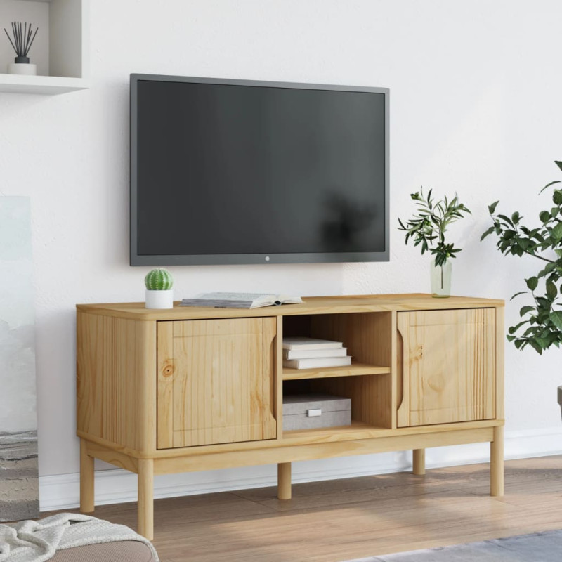Szafka RTV FLORO, woskowy brąz, 114x43x55 cm, drewno sosnowe