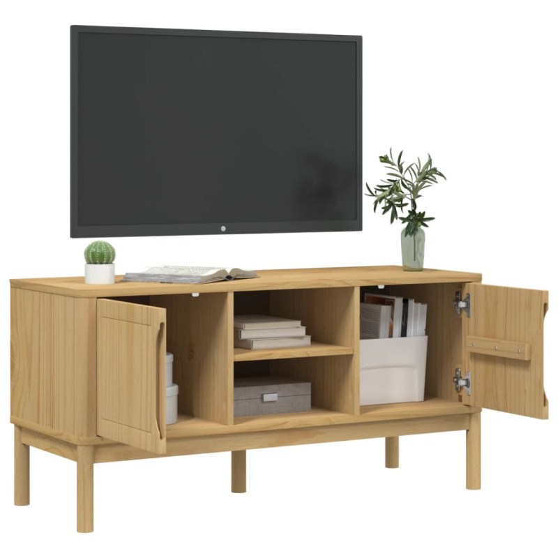 Szafka RTV FLORO, woskowy brąz, 114x43x55 cm, drewno sosnowe