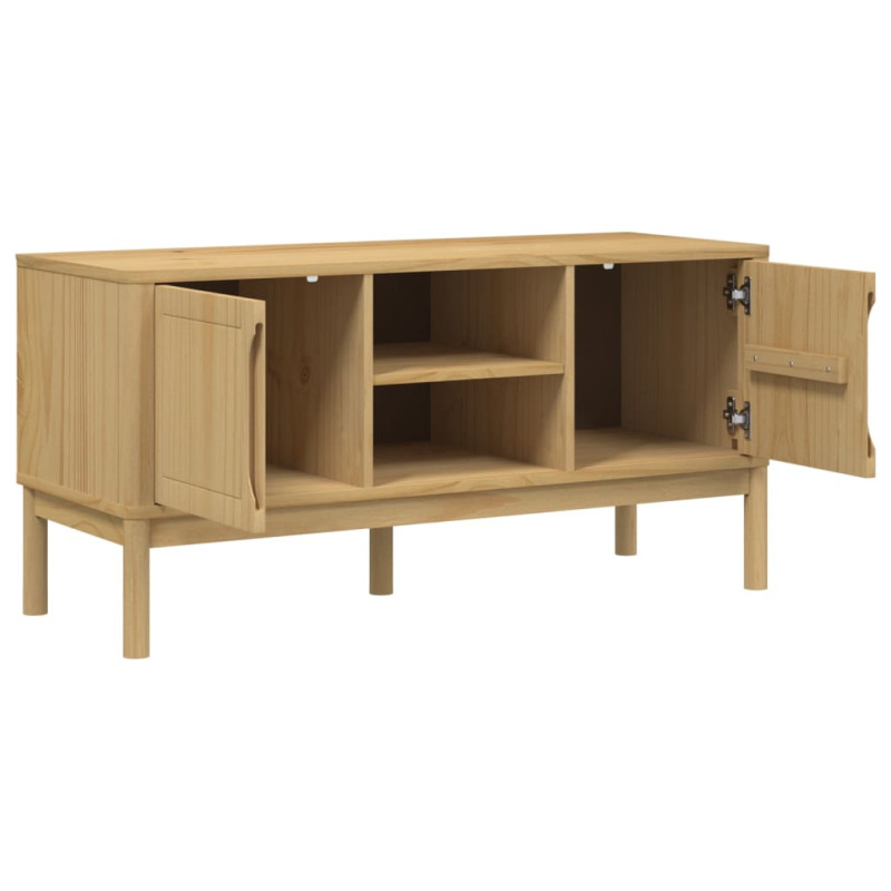 Szafka RTV FLORO, woskowy brąz, 114x43x55 cm, drewno sosnowe