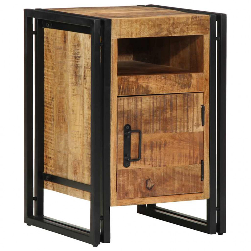 Szafka nocna, 40x40x59 cm, lite surowe drewno mango