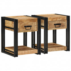 Szafki nocne, 2 szt., 40x40x50 cm, lite drewno surowe mango