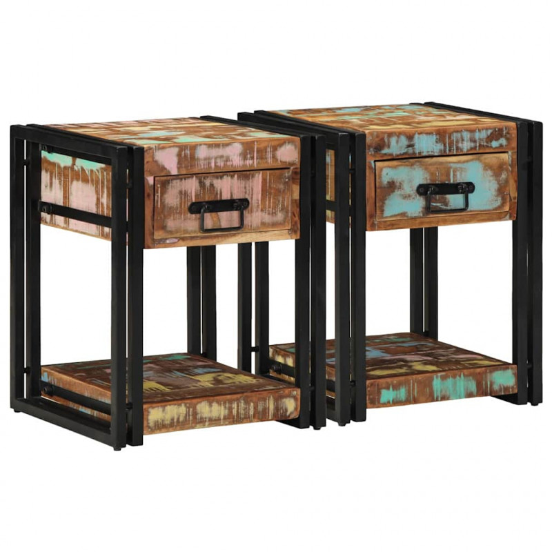 Szafka Nocna z szufladą 2 pcs Wielokolorowe 40 x 40 x 50 cm