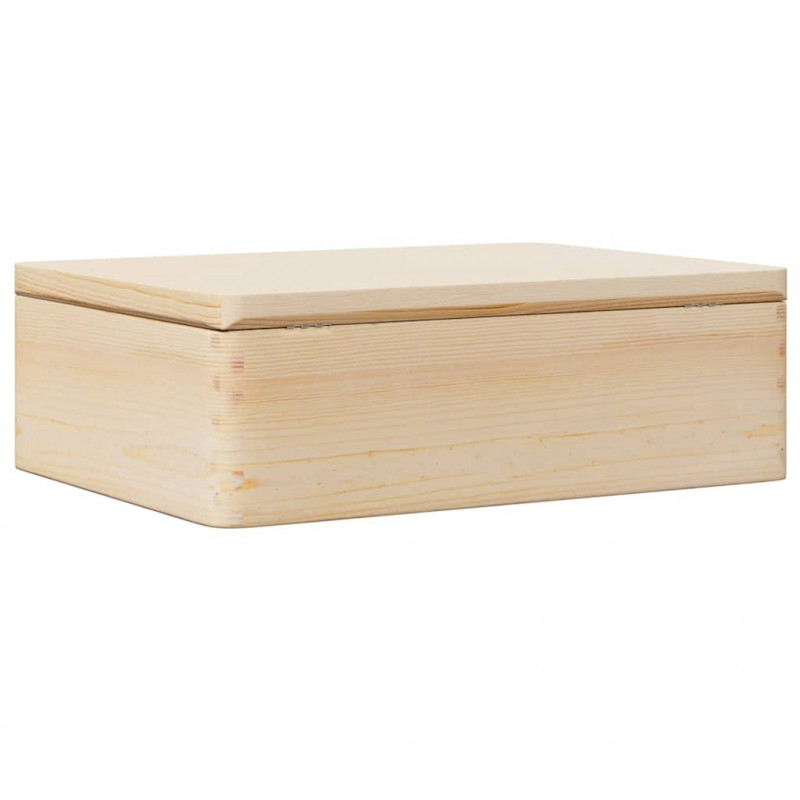 Skrzynka drewniana z pokrywką, 40x30x13 cm, lite drewno sosnowe