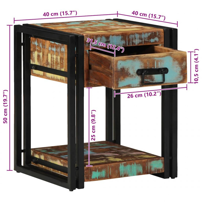 Szafka Nocna z szufladą 2 pcs Wielokolorowe 40 x 40 x 50 cm