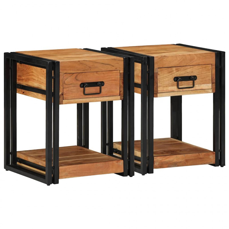 Szafka Nocna 2 pcs Brązowy 40 x 40 x 50 cm lite drewno akacjowe